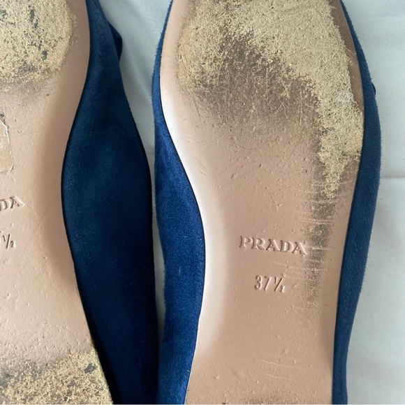 Prada Navy Suede Bow Ballet Loafer Flat - Picture 5 of 5
